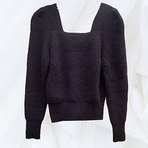 Molly Bracken Sweater Women's Medium Square Neck Black Long Sleeve